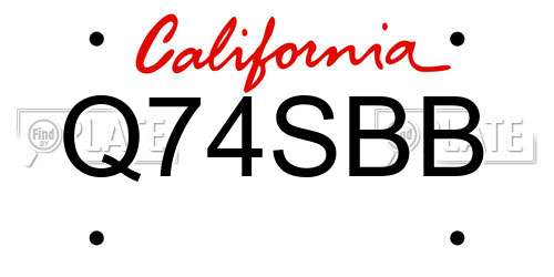 Q74SBB California License Plate