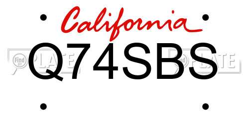 Q74SBS California License Plate