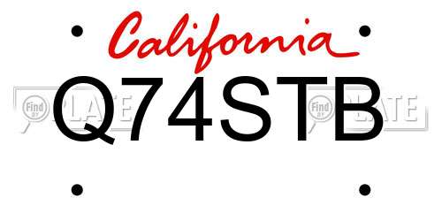 Q74STB California License Plate