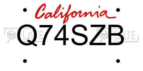 Q74SZB California License Plate