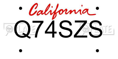 Q74SZS California License Plate