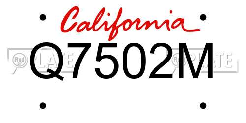 Q7502M California License Plate