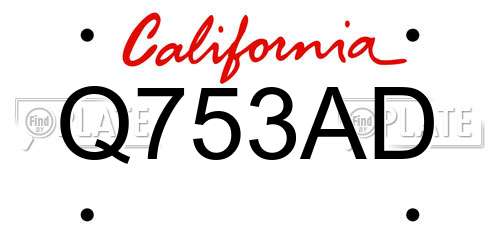 Q753AD California License Plate
