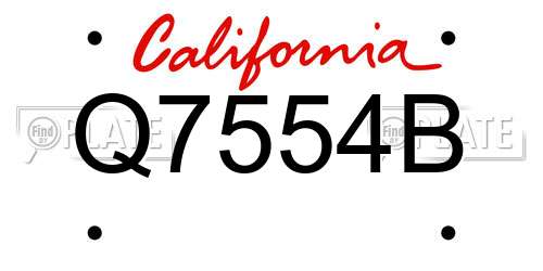 Q7554B California License Plate