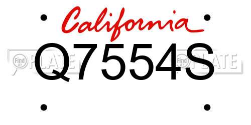Q7554S California License Plate