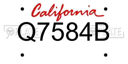 Q7584B California License Plate