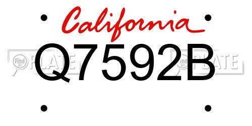 Q7592B California License Plate