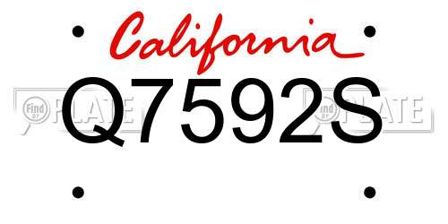 Q7592S California License Plate