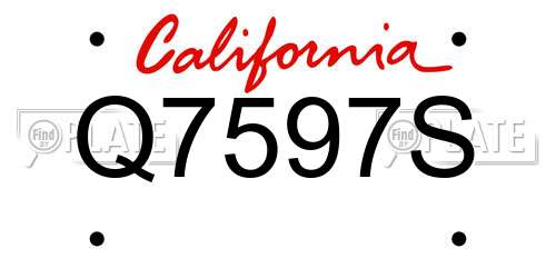 Q7597S California License Plate