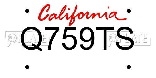 Q759TS California License Plate