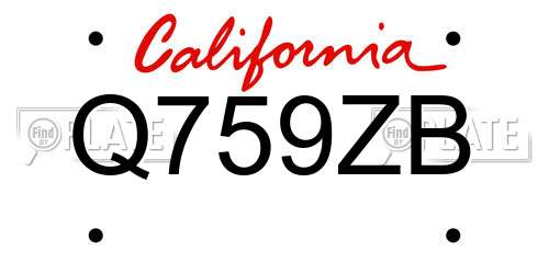 Q759ZB California License Plate