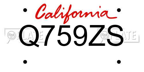 Q759ZS California License Plate