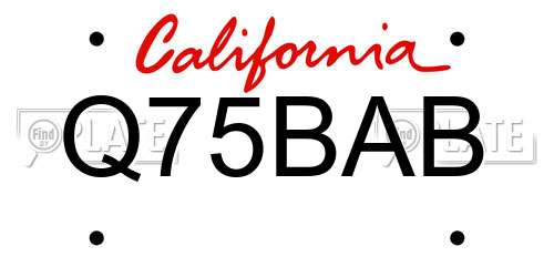 Q75BAB California License Plate
