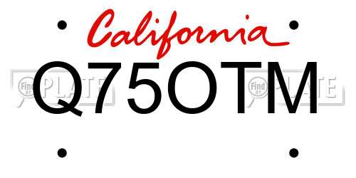 Q75OTM California License Plate