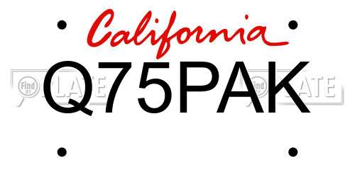 Q75PAK California License Plate