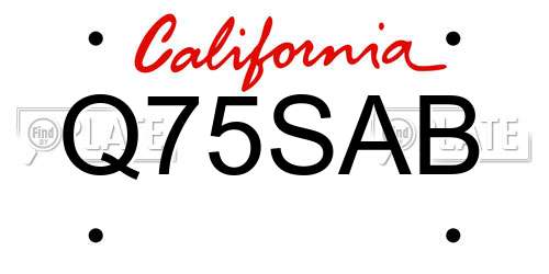 Q75SAB California License Plate