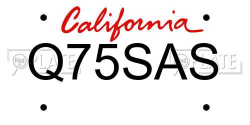 Q75SAS California License Plate