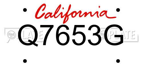 Q7653G California License Plate