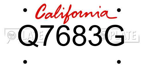 Q7683G California License Plate