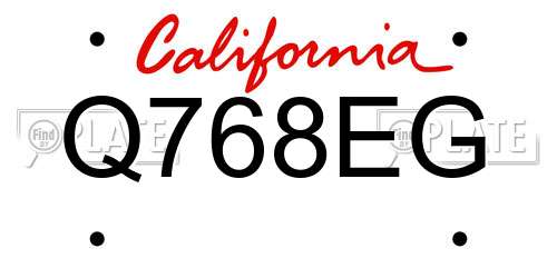 Q768EG California License Plate