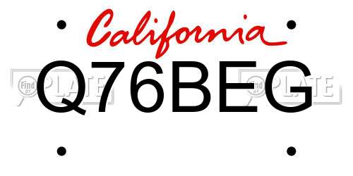 Q76BEG California License Plate