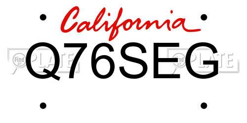 Q76SEG California License Plate