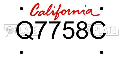Q7758C California License Plate