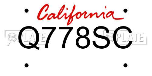 Q778SC California License Plate