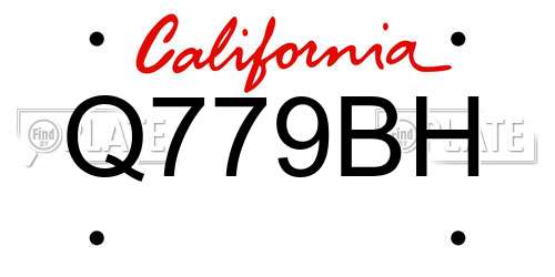 Q779BH California License Plate