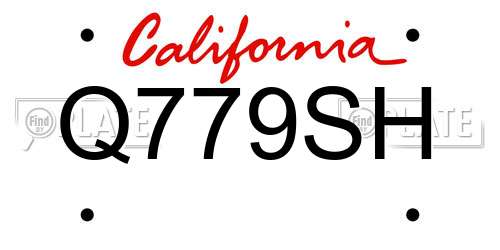 Q779SH California License Plate