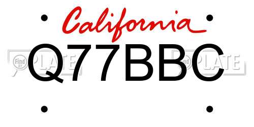 Q77BBC California License Plate