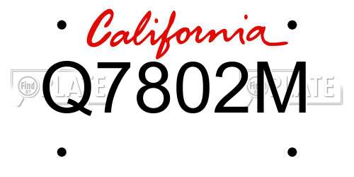 Q7802M California License Plate