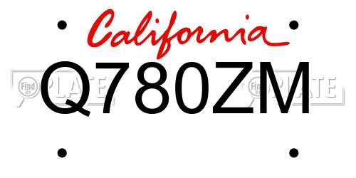 Q780ZM California License Plate