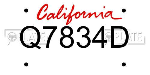 Q7834D California License Plate