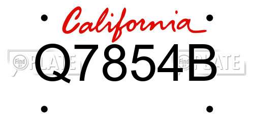 Q7854B California License Plate