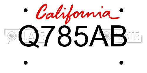 Q785AB California License Plate
