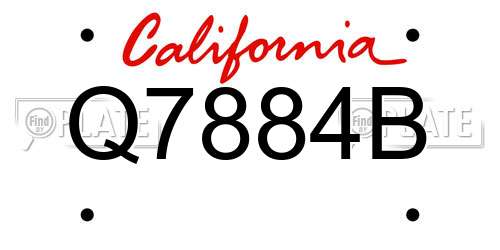 Q7884B California License Plate