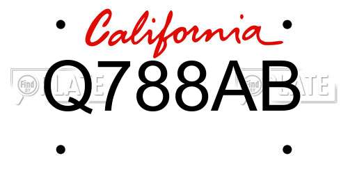Q788AB California License Plate