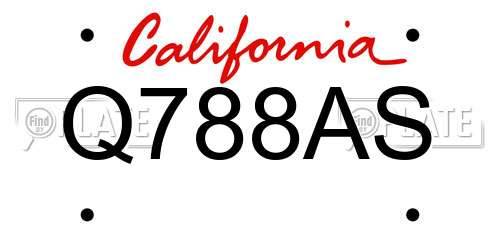 Q788AS California License Plate