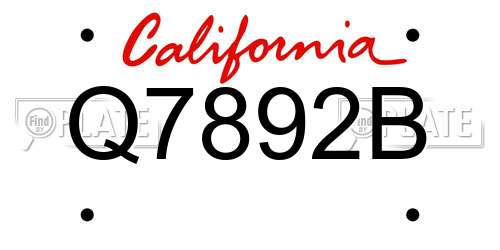 Q7892B California License Plate