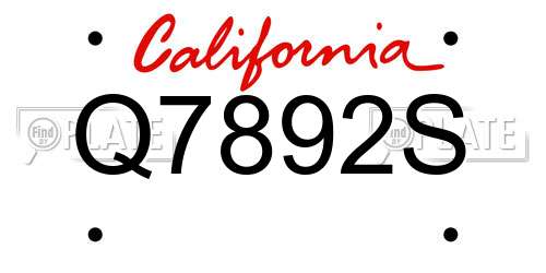 Q7892S California License Plate
