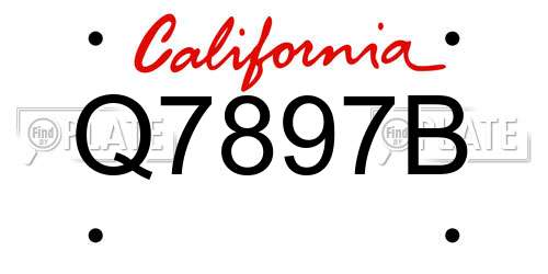 Q7897B California License Plate