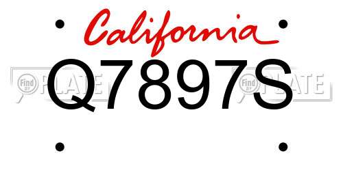 Q7897S California License Plate