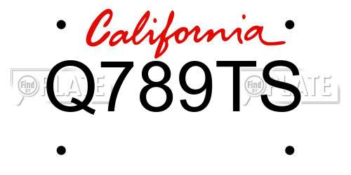Q789TS California License Plate