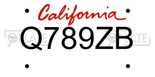Q789ZB California License Plate