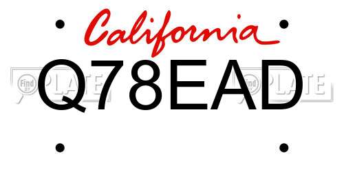 Q78EAD California License Plate