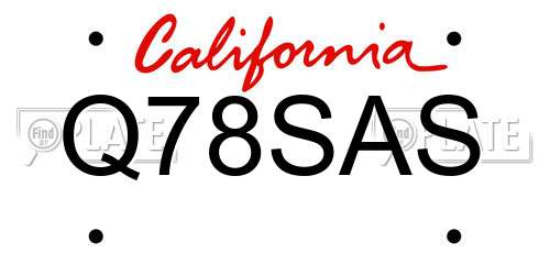 Q78SAS California License Plate