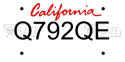Q792QE California License Plate