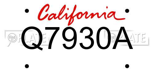 Q7930A California License Plate