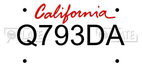Q793DA California License Plate